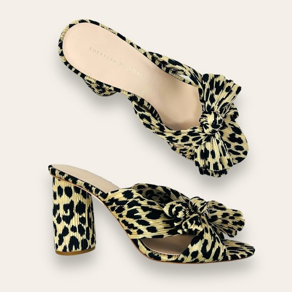 Loeffler Randall Shoes - Loeffler Randall Penny Pleated Knot Mule Slip On Sandal Leopard Tan 9 Women’s